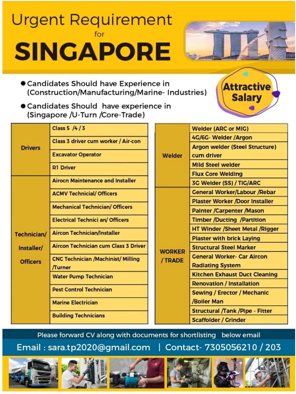 URGENT REQUIREMENT FOR SINGAPORE