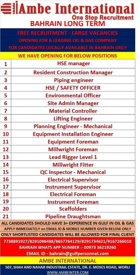 REQUIREMENT FOR BAHRAIN
