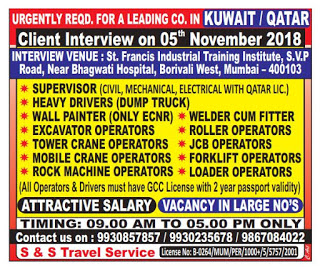 URGENTLY REQUIRED. FOR A LEADING COMPANY IN KUWAIT & QATAR