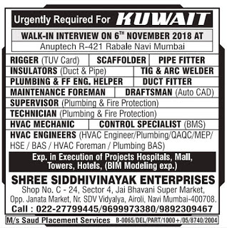URGENT RECRUITMENT FOR A REPUTED COMPANY IN KUWAIT
