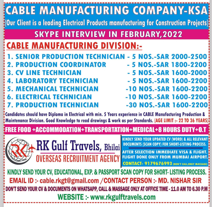 URGENTLY REQUIRED FOR KSA