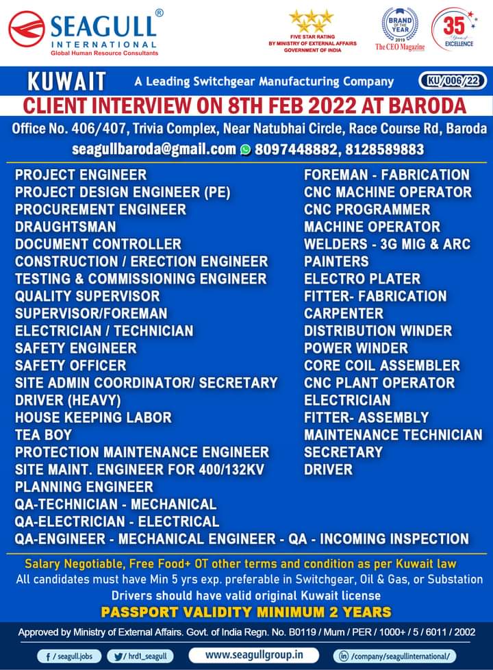 URGENTLY REQUIRED FOR KUWAIT