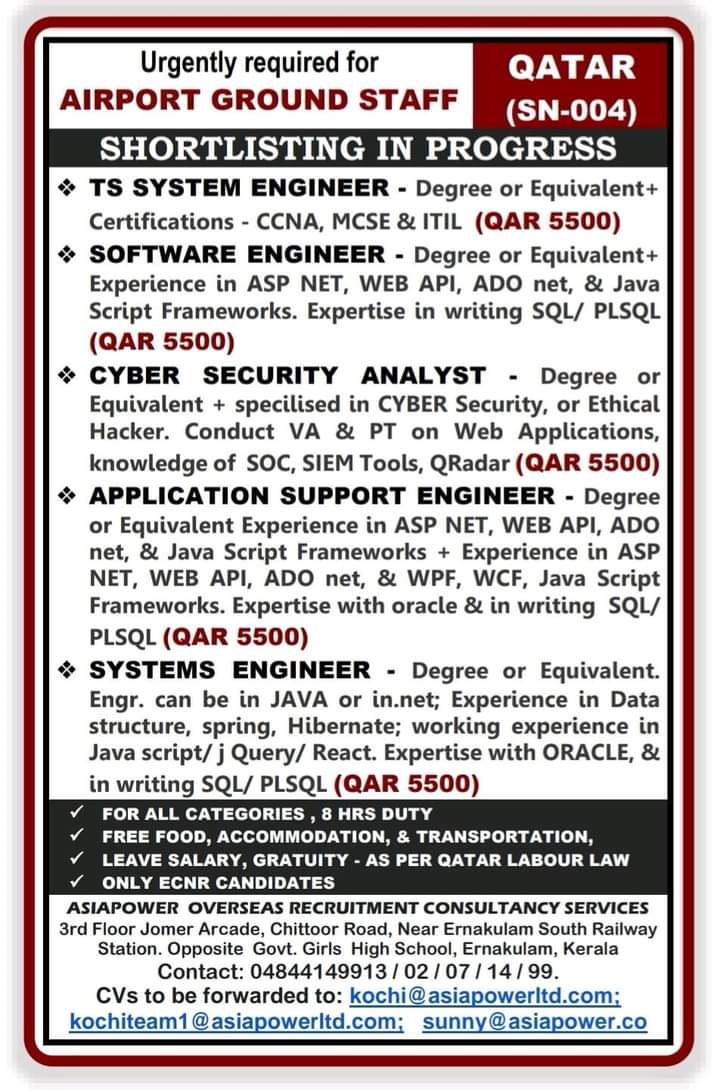 URGENTLY REQUIRED FOR QATAR