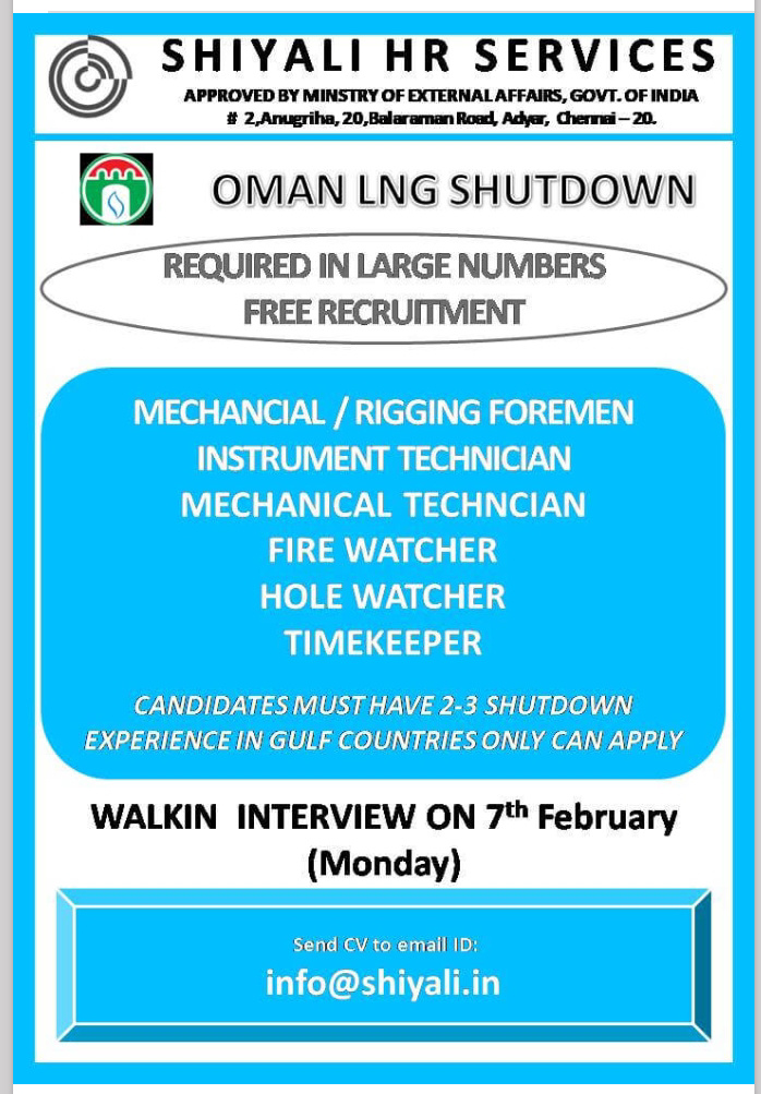 URGENTLY REQUIRED FOR OMAN