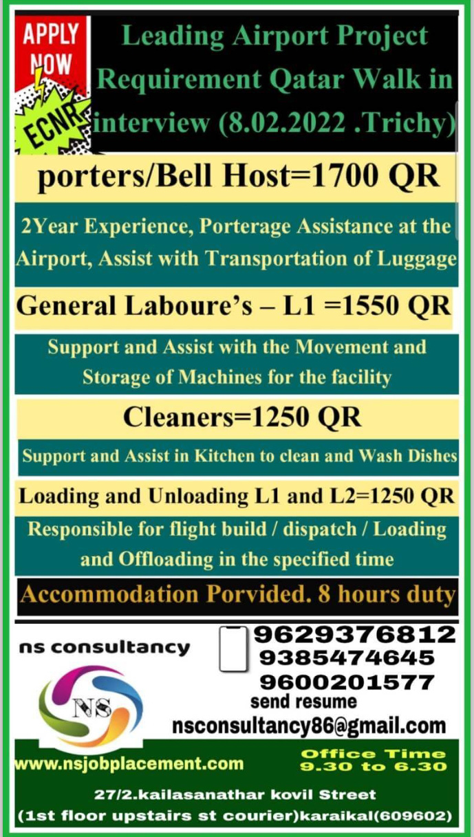 URGENTLY REQUIRED FOR QATAR