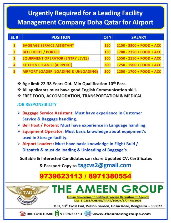 URGENTLY REQUIRED FOR QATAR