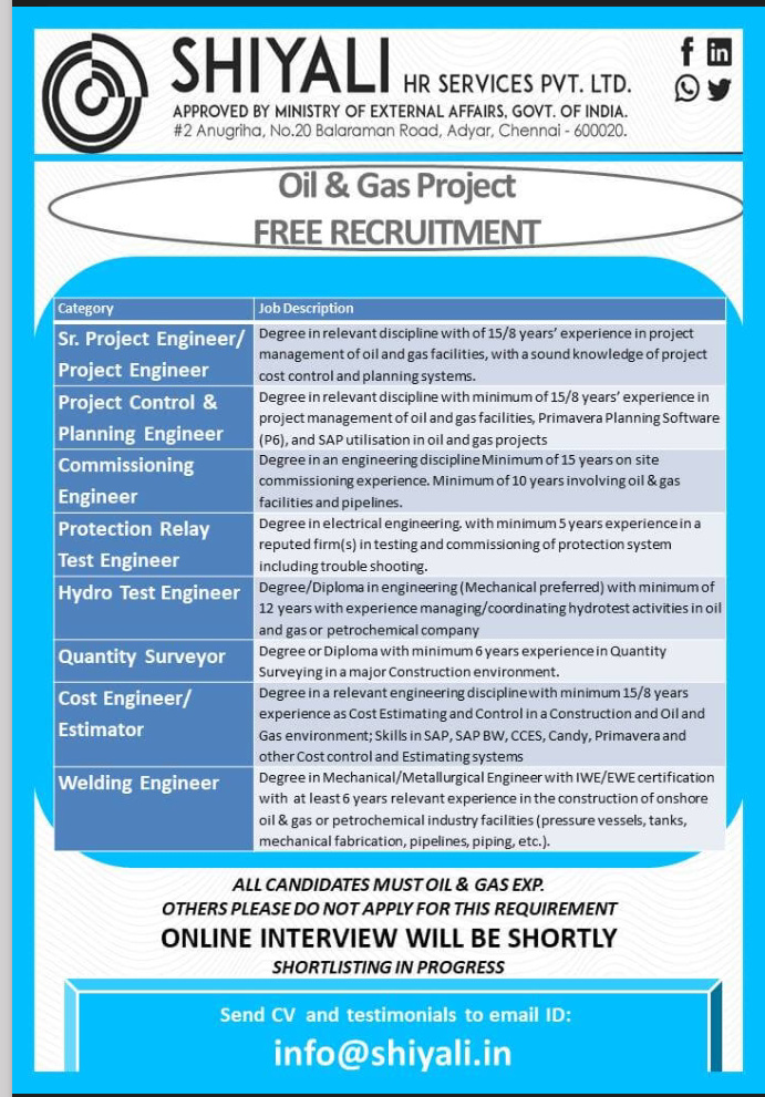 URGENTLY REQUIRED FOR CHENNAI