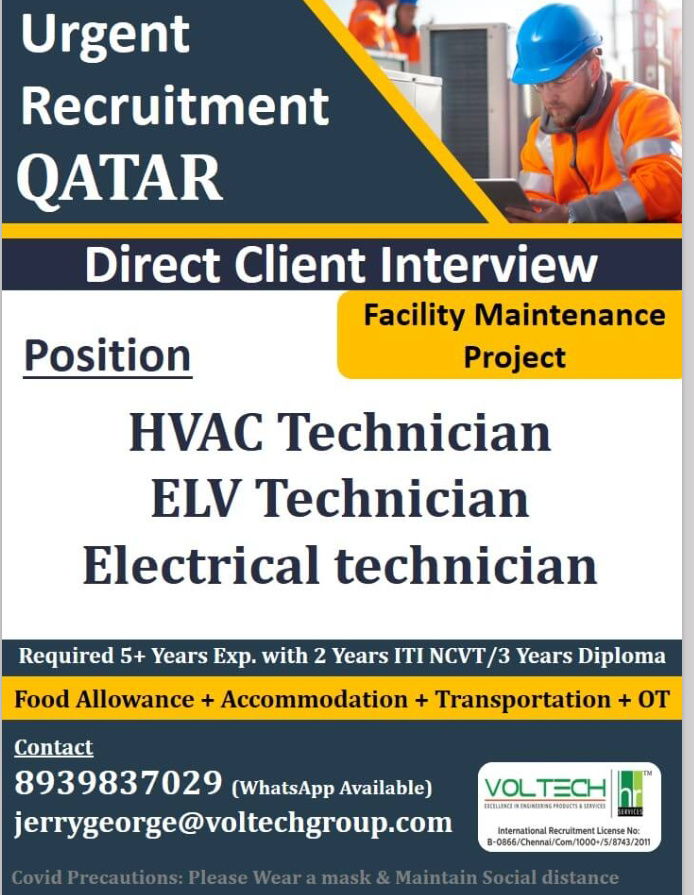 URGENTLY REQUIRED FOR QATAR