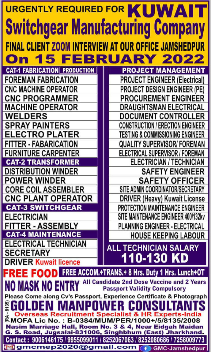 URGENTLY REQUIRED FOR KUWAIT