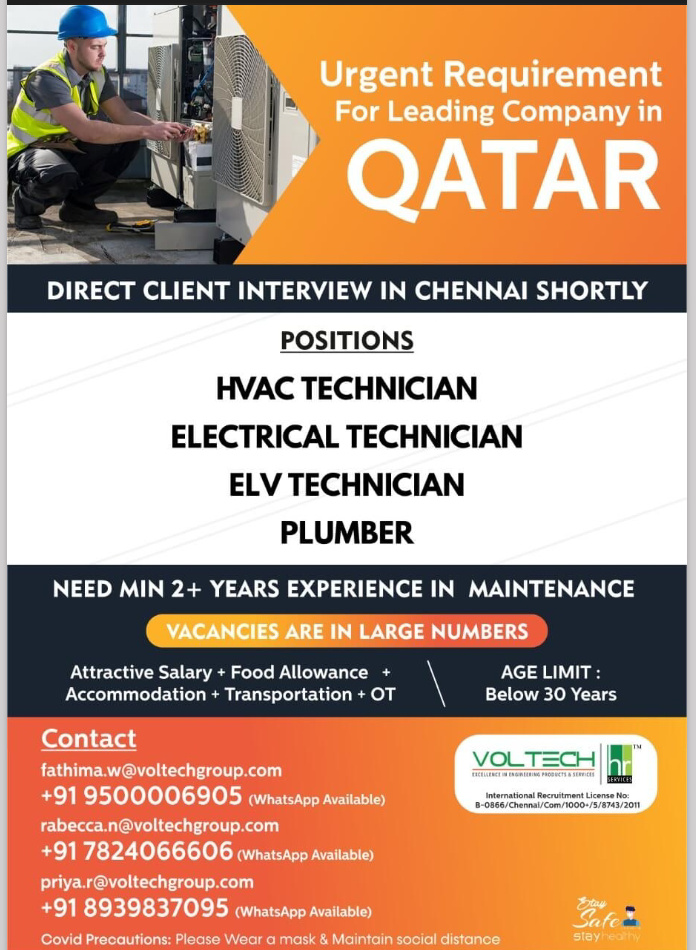 URGENTLY REQUIRED FOR QATAR