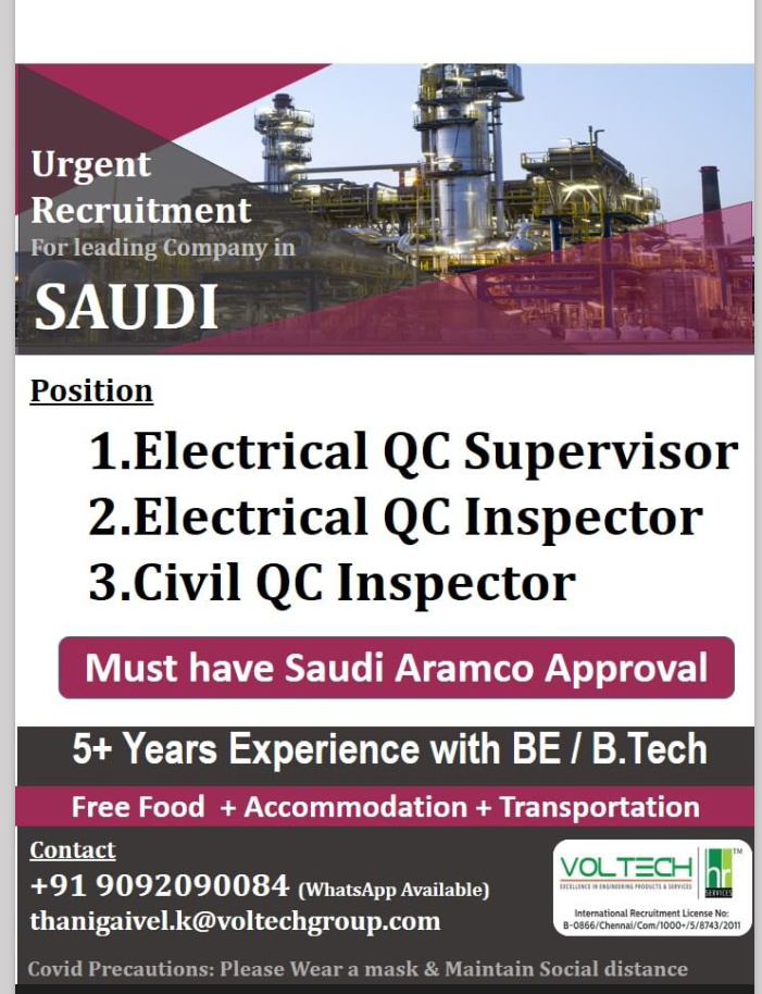 URGENTLY REQUIRED FOR SAUDI