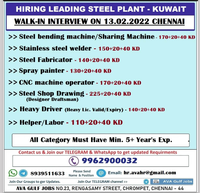 URGENTLY REQUIRED FOR KUWAIT