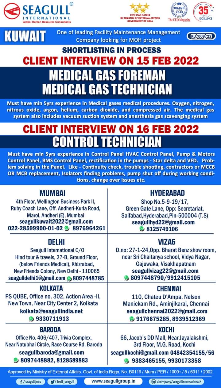 URGENTLY REQUIRED FOR KUWAIT