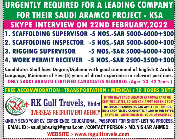 URGENTLY REQUIRED FOR KSA
