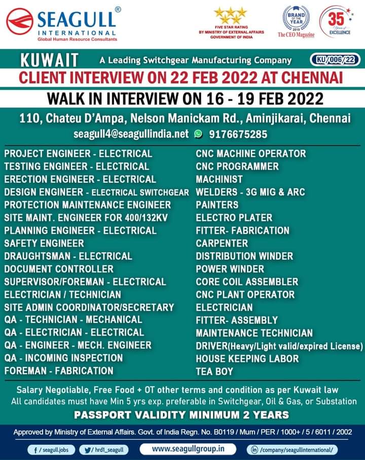 URGENTLY REQUIRED FOR KUWAIT