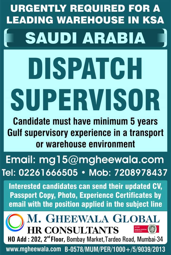 URGENTLY REQUIRED FOR SAUDI ARABIA (KSA)
