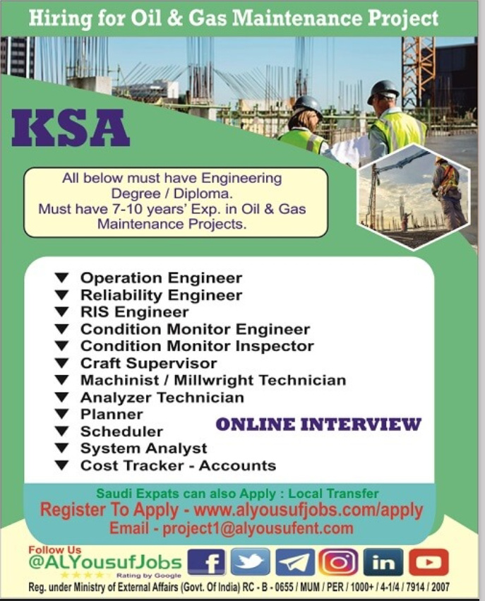 URGENTLY REQUIRED FOR KSA