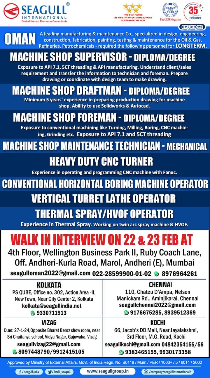 URGENTLY REQUIRED FOR OMAN