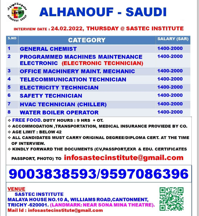 URGENTLY REQUIRED FOR SAUDI