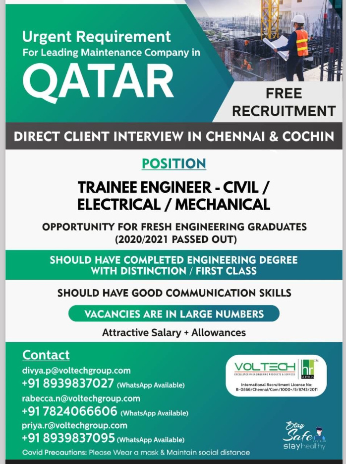 URGENTLY REQUIRED FOR QATAR