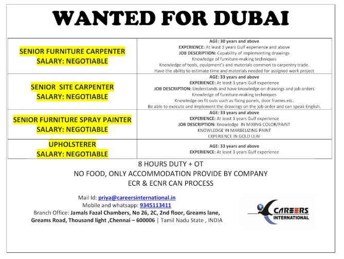 URGENTLY REQUIRED FOR DUBAI July 20 2022