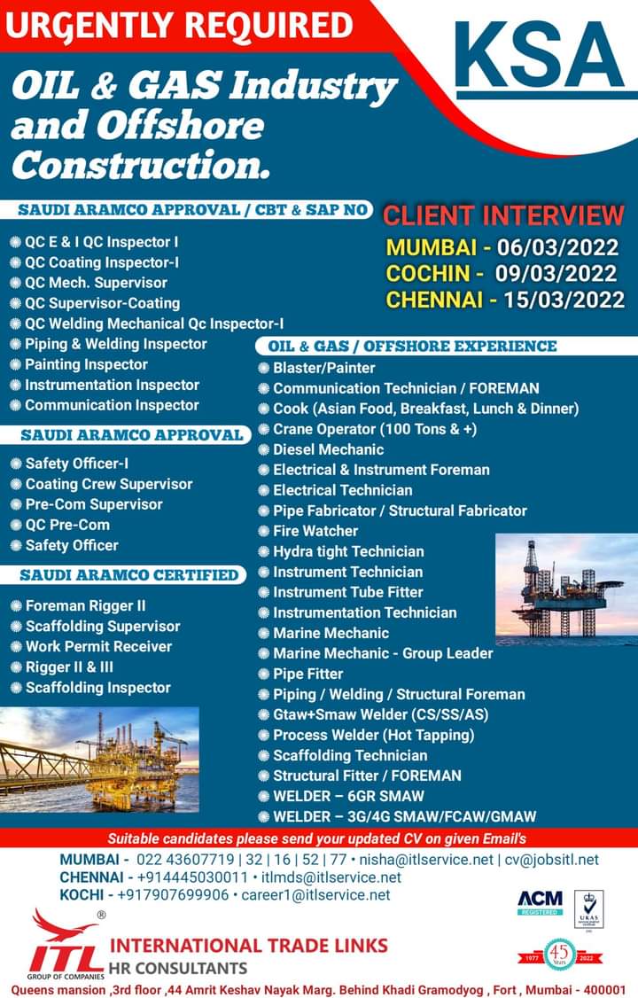 URGENTLY REQUIRED FOR KSA