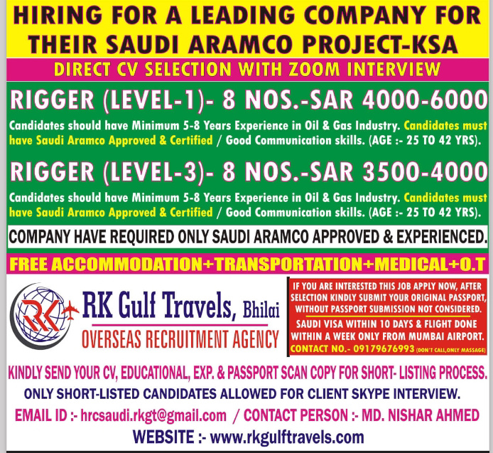 URGENTLY REQUIRED FOR KSA