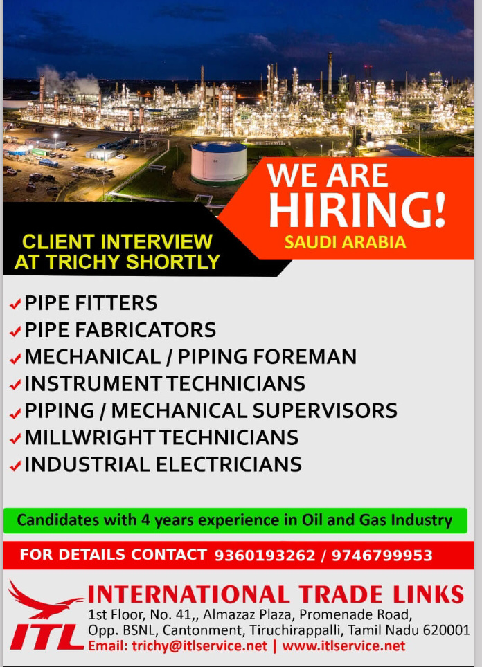 URGENTLY REQUIRED FOR SAUDI ARABIA