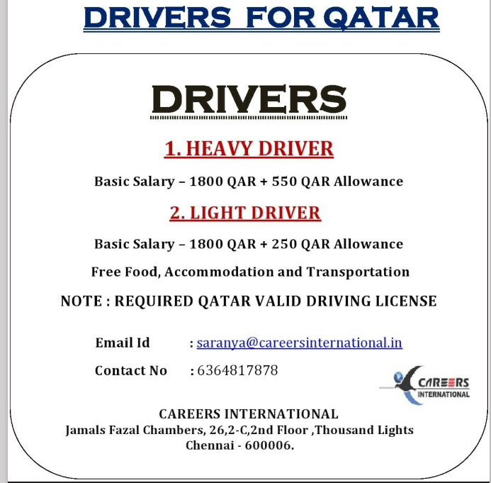 URGENTLY REQUIRED FOR QATAR