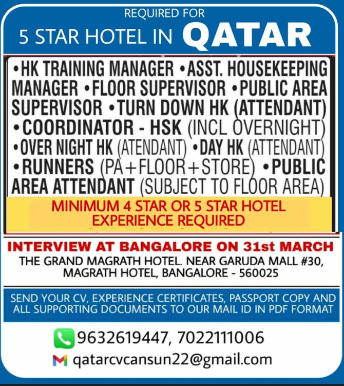 Job vacancy in gulf country
