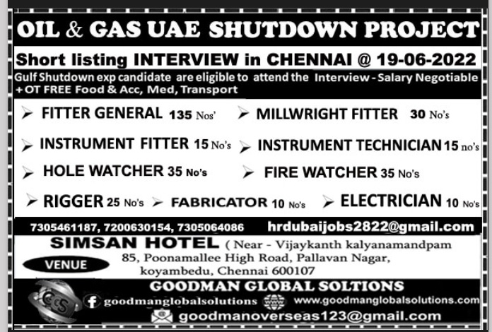 URGENTLY REQUIRED FOR OIL AND GAS COMPANY IN UAE
