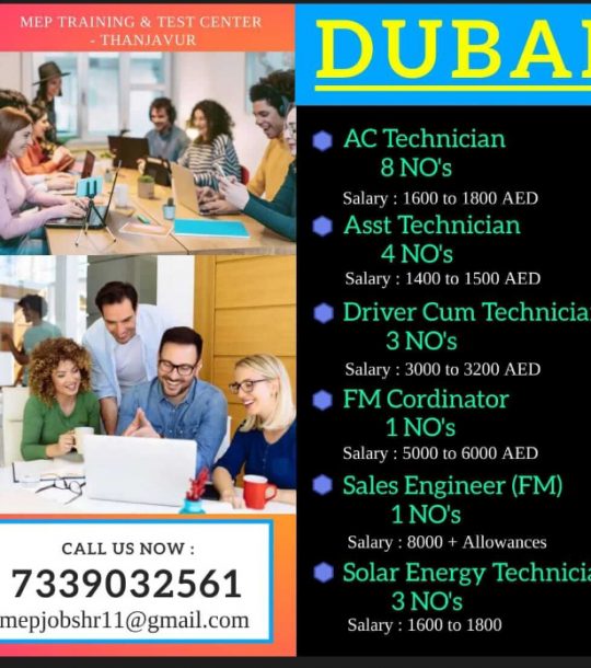URGENT REQUIREMENT FOR DUBAI