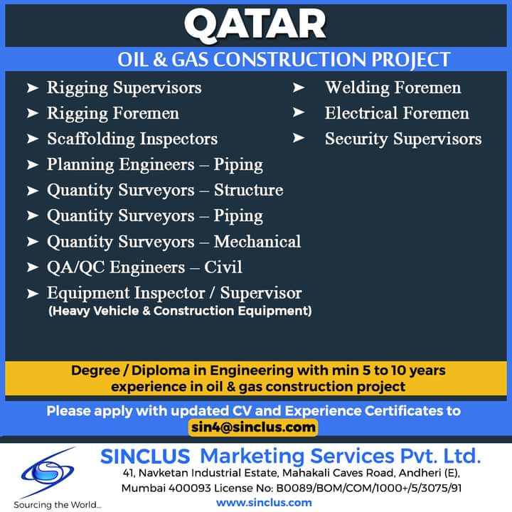 REQUIREMENT FOR OIL&GAS PROJECT IN QATAR
