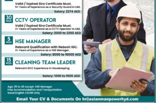 Asian Manpower services - security Site Supervisor, CCTV Operator, HSE Manager, cleaning team leader