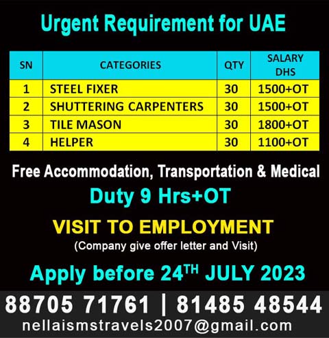 Urgent Requirement for UAE