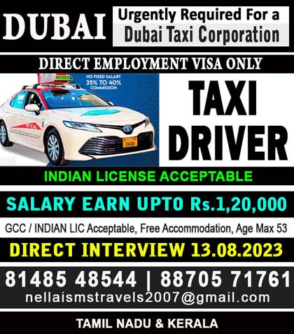 Drivers Urgent Required for a Dubai Taxi Corporation