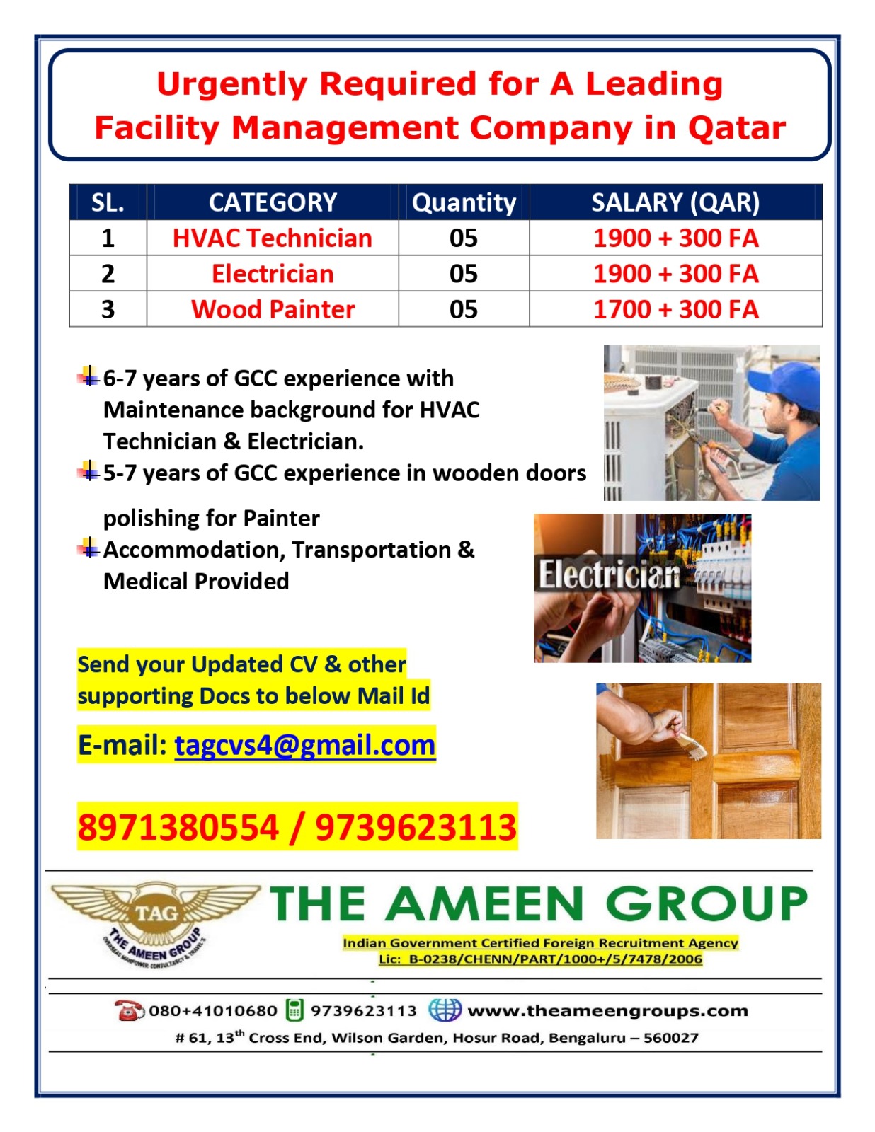 URGENTLY REQUIRED FOR QATAR