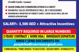 Banking Sales Officer DUBAI EMPLOYMENT VISA