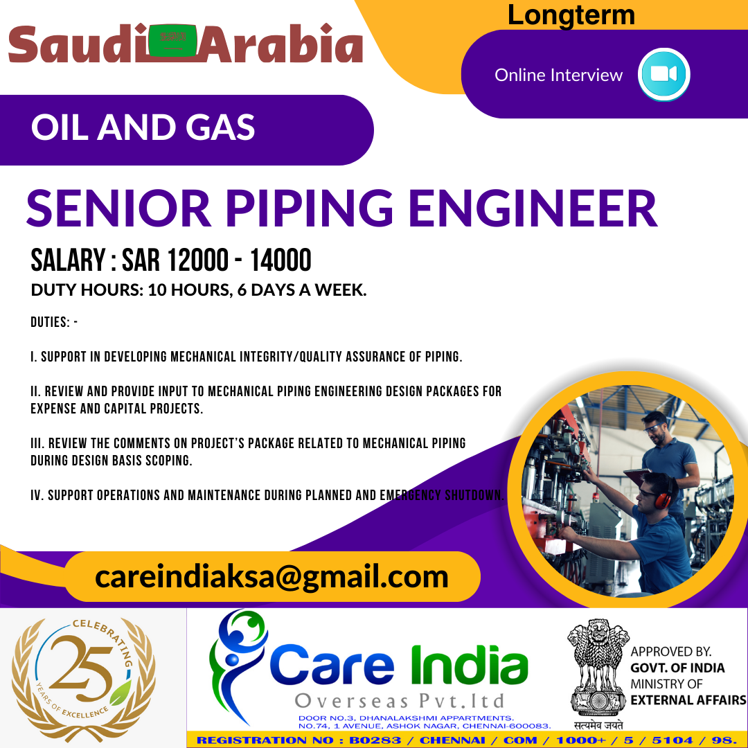 piping engineer KSA
