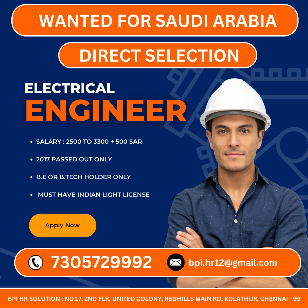 URGENTLY REQUIRED FOR A LEADING CO. IN KSA DIRECT SELECTION