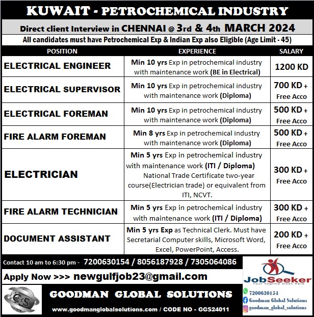 KUWAIT – Petrochemical Industry | Direct Client Interview in 3rd & 4th March 2024