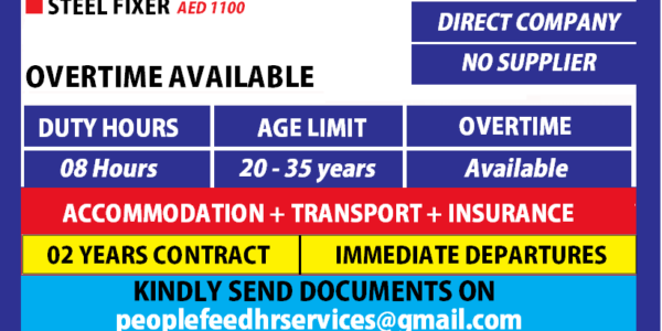 URGENTLY HIRING FOR DIRECT COMPANY IN ABU DHABI :-: IMMEDIATE DEPARTURES