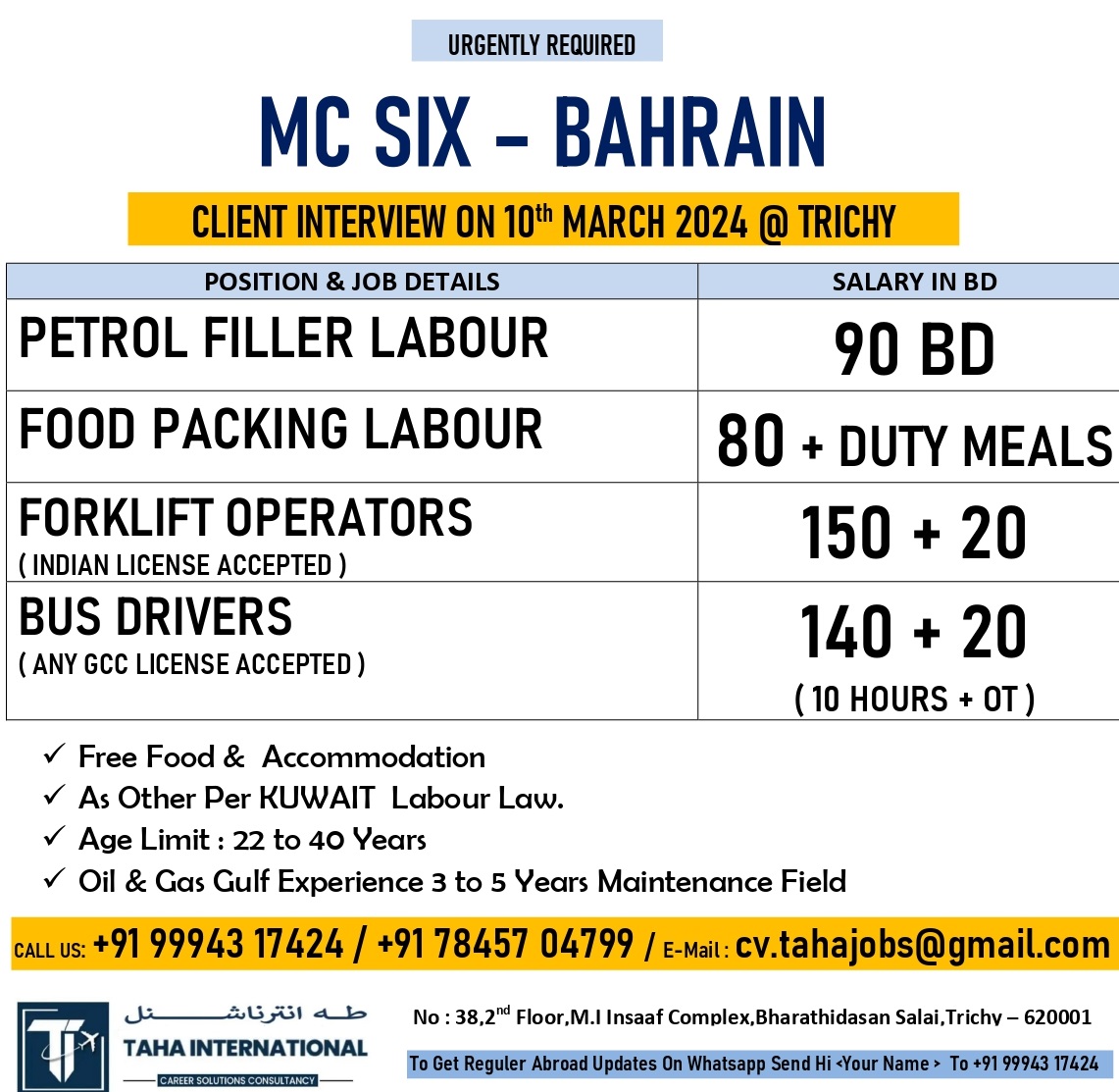 MC SIX – BAHRAIN – CV SELECTION