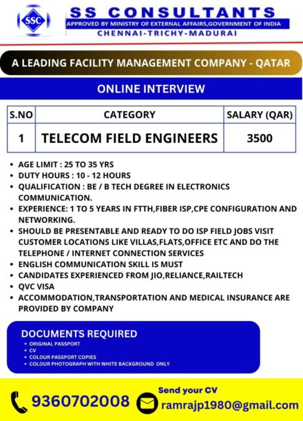 TELECOM ENGINEER | A Leading Facility Management Company – Qatar