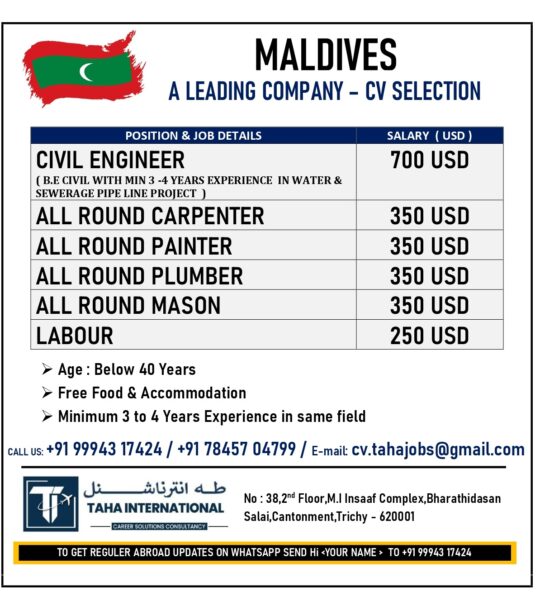A LEADING COMPANY IN MALDIVES – CV SELECTION
