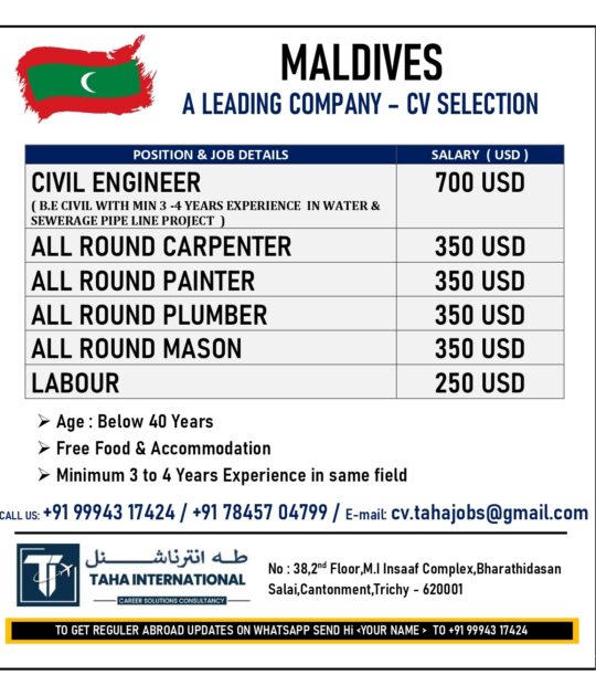 A LEADING COMPANY IN MALDIVES – CV SELECTION