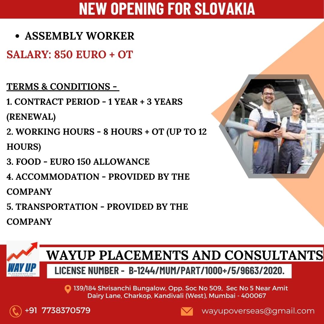 NEW OPENING FOR ASSEMBLY WORKERS IN SLOVAKIA