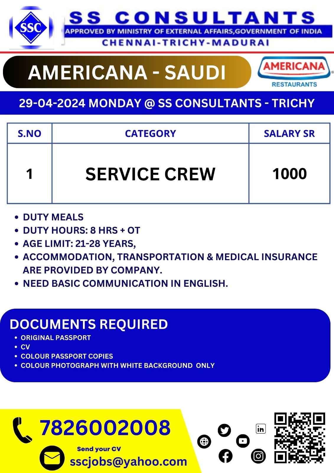 SERVICE CREW | AMERICANA – SAUDI