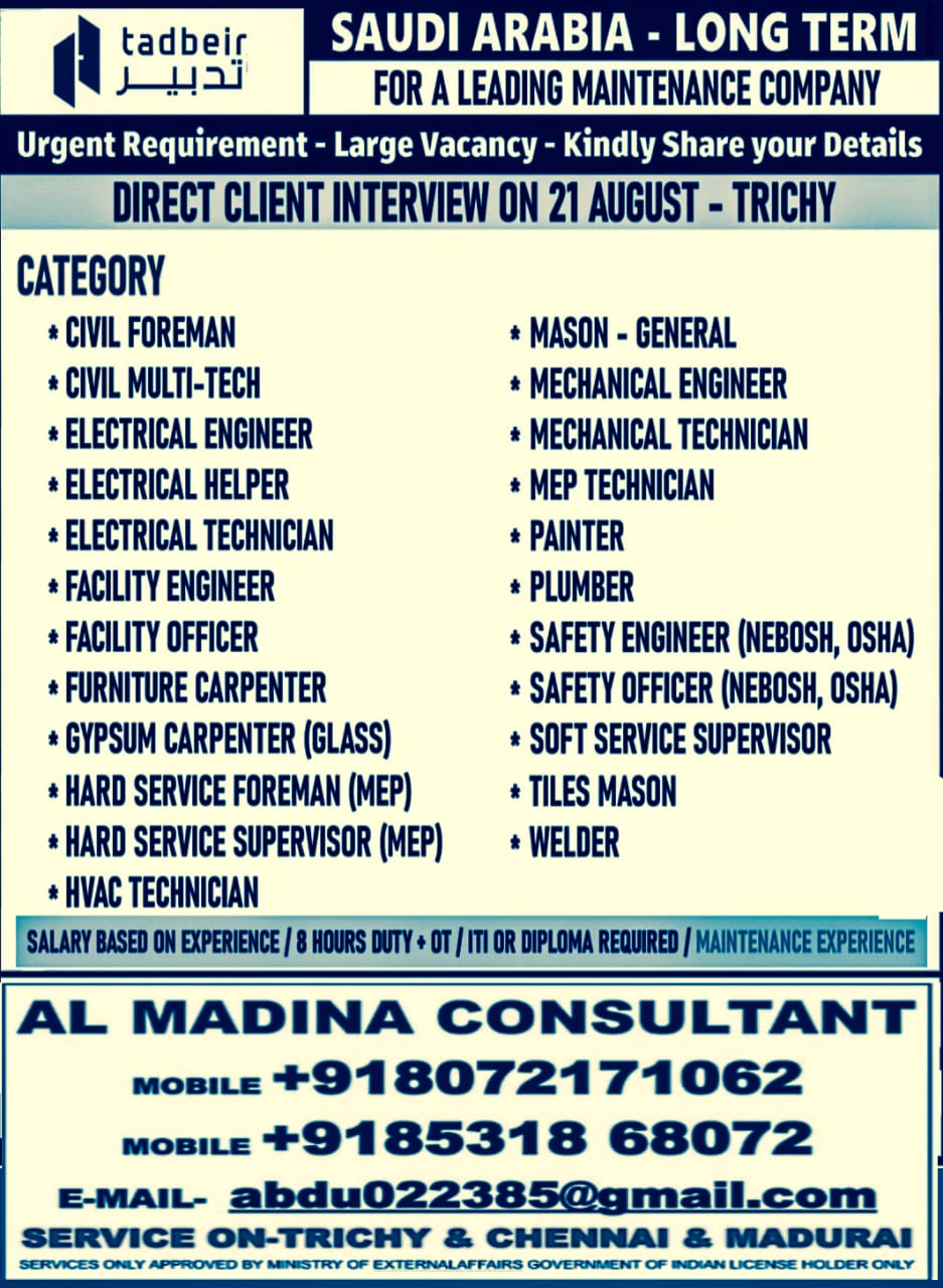 SAUDI ARABIA – LONG TERM  tadbeir measure  FOR A LEADING MAINTENANCE  COMPANY