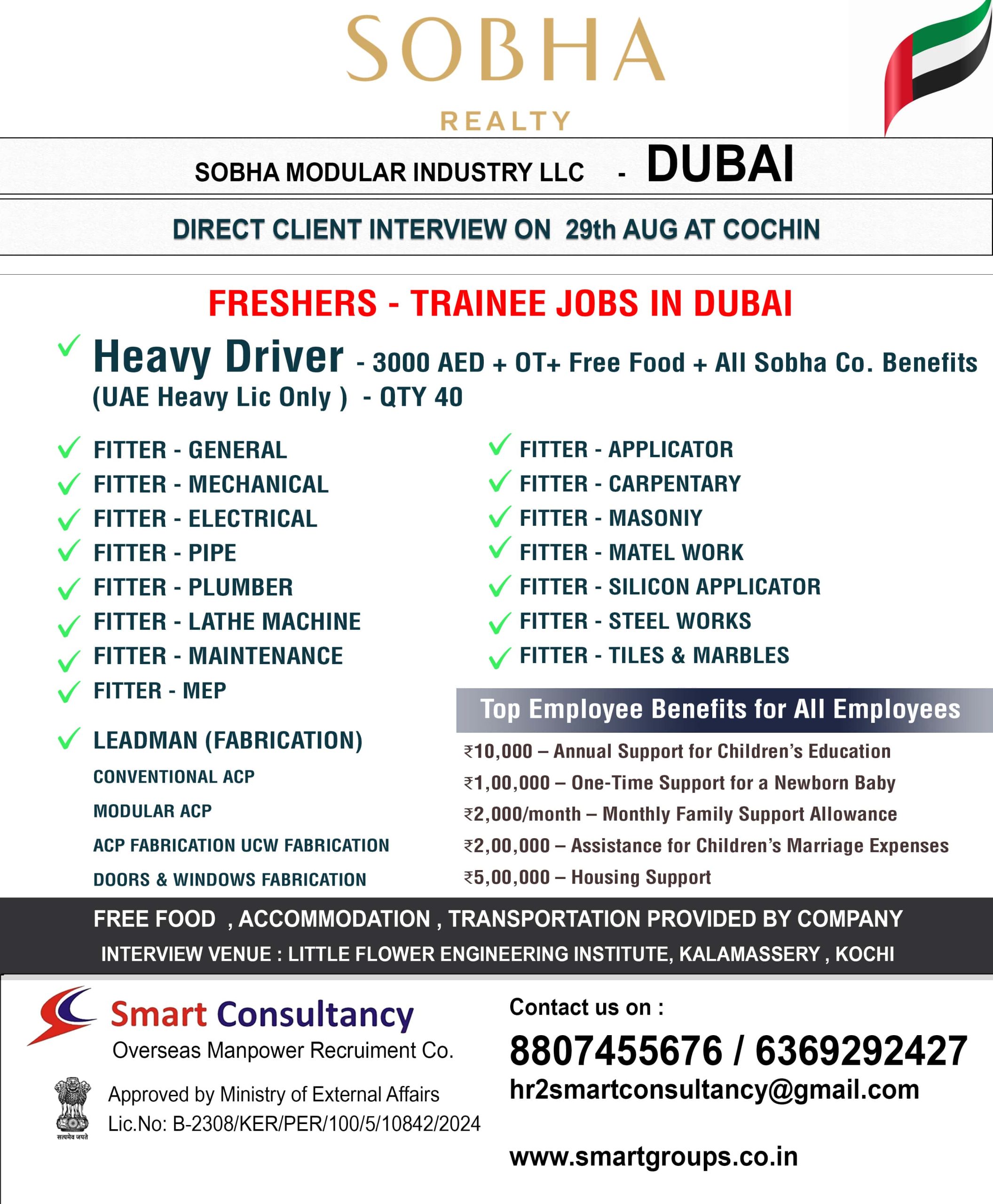 🚀 Freshers – Trainee Jobs in Dubai 🔧 Sobha Modular Industries LLC – Dubai